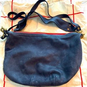 Navy sueded leather Clare V. bag